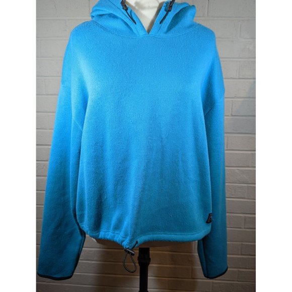 PINK by Victoria's Secret Blue Cropped Knit Hoodie Size L - Picture 1 of 7